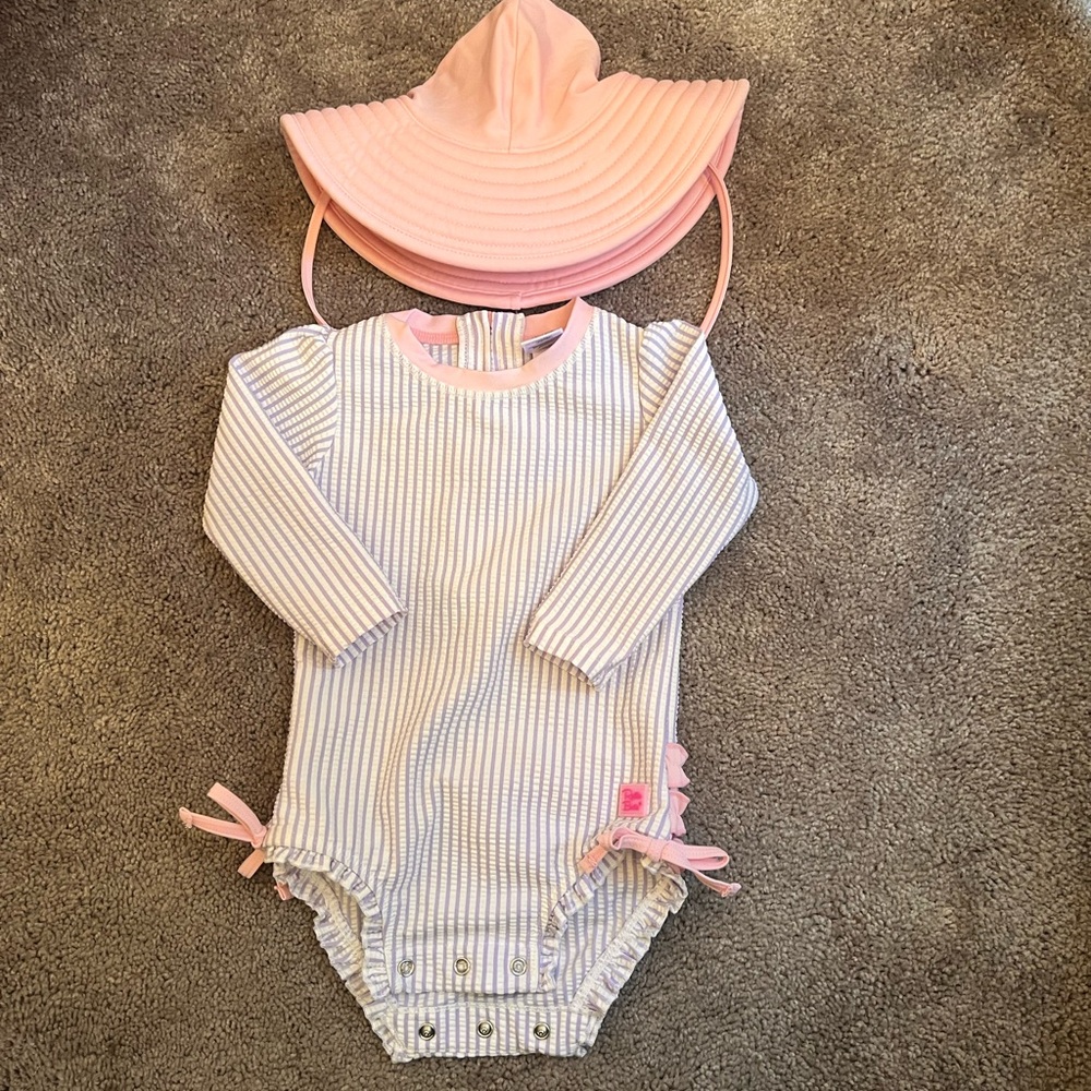 Ruffle Butt swimsuit and hat